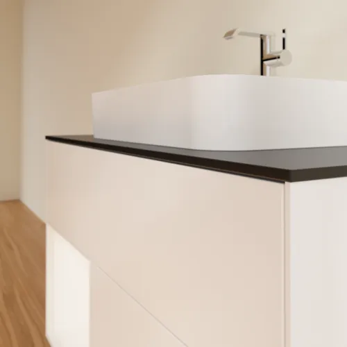 Bild von VILLEROY BOCH Finion Waschbeckenunterschrank, mit Beleuchtung, 2 Auszüge, 1000 x 603 x 501 mm, White Matt Lacquer / White Matt Lacquer / Glass Black Matt #F362MTMT