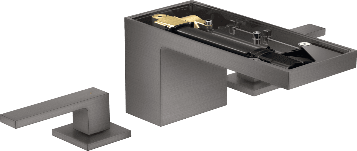 HANSGROHE AXOR MyEdition 3-Delikli lavabo bataryası 70, bas-aç gider seti ile plakasız #47052340 - Mat Siyah Krom resmi