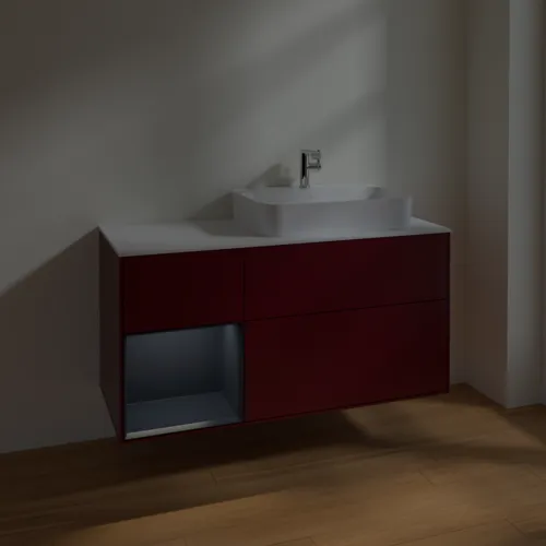 VILLEROY BOCH Finion Waschbeckenunterschrank, mit Beleuchtung, 3 Auszüge, 1200 x 603 x 501 mm, Peony Matt Lacquer / Midnight Blue Matt Lacquer / Glass White Matt #F391HGHB, Bild 5