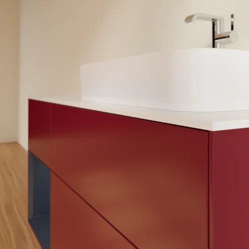 VILLEROY BOCH Finion Waschbeckenunterschrank, mit Beleuchtung, 3 Auszüge, 1200 x 603 x 501 mm, Peony Matt Lacquer / Midnight Blue Matt Lacquer / Glass White Matt #F391HGHB, Bild 6