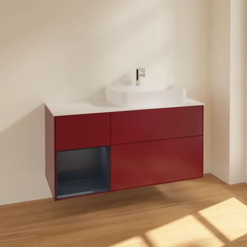 VILLEROY BOCH Finion Waschbeckenunterschrank, mit Beleuchtung, 3 Auszüge, 1200 x 603 x 501 mm, Peony Matt Lacquer / Midnight Blue Matt Lacquer / Glass White Matt #F391HGHB, Bild 2