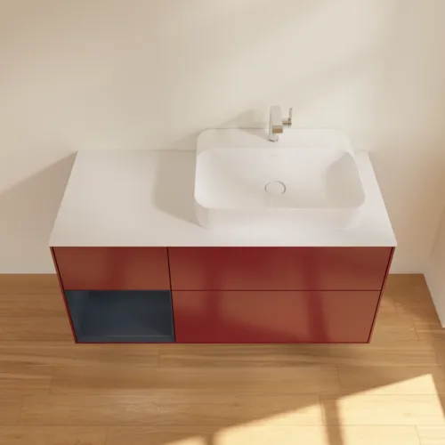 VILLEROY BOCH Finion Waschbeckenunterschrank, mit Beleuchtung, 3 Auszüge, 1200 x 603 x 501 mm, Peony Matt Lacquer / Midnight Blue Matt Lacquer / Glass White Matt #F391HGHB, Bild 4