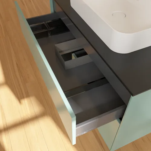 Bild von VILLEROY BOCH Finion Waschbeckenunterschrank, mit Beleuchtung, 2 Auszüge, 1000 x 603 x 501 mm, Olive Matt Lacquer / Black Matt Lacquer / Glass Black Matt #F362PDGM