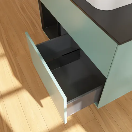 Bild von VILLEROY BOCH Finion Waschbeckenunterschrank, mit Beleuchtung, 2 Auszüge, 1000 x 603 x 501 mm, Olive Matt Lacquer / Black Matt Lacquer / Glass Black Matt #F362PDGM