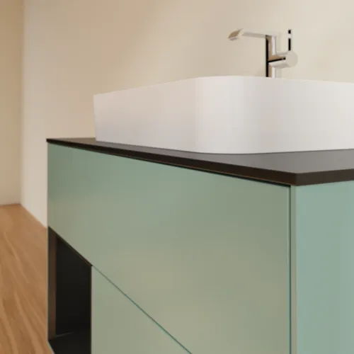 Bild von VILLEROY BOCH Finion Waschbeckenunterschrank, mit Beleuchtung, 2 Auszüge, 1000 x 603 x 501 mm, Olive Matt Lacquer / Black Matt Lacquer / Glass Black Matt #F362PDGM
