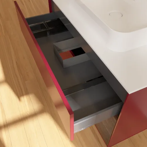 Bild von VILLEROY BOCH Finion Waschbeckenunterschrank, mit Beleuchtung, 2 Auszüge, 1000 x 603 x 501 mm, Peony Matt Lacquer / Walnut Veneer / Glass White Matt #F371GNHB