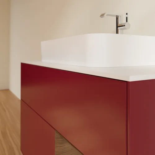 Bild von VILLEROY BOCH Finion Waschbeckenunterschrank, mit Beleuchtung, 2 Auszüge, 1000 x 603 x 501 mm, Peony Matt Lacquer / Walnut Veneer / Glass White Matt #F371GNHB