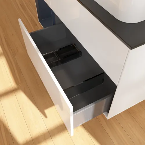 VILLEROY BOCH Finion Waschbeckenunterschrank, mit Beleuchtung, 3 Auszüge, 1200 x 603 x 501 mm, Glossy White Lacquer / Midnight Blue Matt Lacquer / Glass Black Matt #F392HGGF, Bild 7