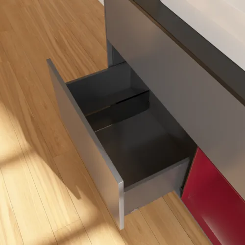 Bild von VILLEROY BOCH Finion Waschbeckenunterschrank, mit Beleuchtung, 2 Auszüge, 1000 x 603 x 501 mm, Anthracite Matt Lacquer / Peony Matt Lacquer / Glass Black Matt #F372HBGK