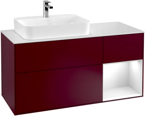 VILLEROY BOCH Finion Vanity unit, with lighting, 3 pull-out compartments, 1200 x 603 x 501 mm, Peony Matt Lacquer / Glossy White Lacquer / Glass White Matt #F401GFHB resmi
