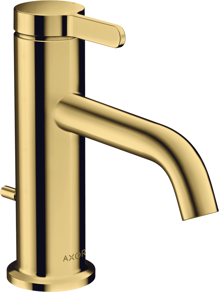 HANSGROHE AXOR One Einhebel-Waschtischmischer 70 mit Hebelgriff und Zugstangen-Ablaufgarnitur #48000990 - Polished Gold Optic