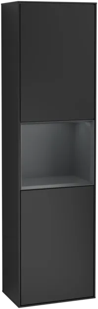 Obrázek VILLEROY BOCH Vysoká skříňka Finion, s osvětlením, 2 dveře, 418 x 1516 x 270 mm, černý matný lak / půlnoční modrý matný lak #F460HGPD