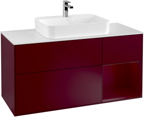 VILLEROY BOCH Finion Vanity unit, with lighting, 3 pull-out compartments, 1200 x 603 x 501 mm, Peony Matt Lacquer / Peony Matt Lacquer / Glass White Matt #F421HBHB resmi