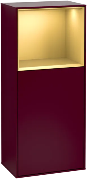 Bild von VILLEROY BOCH Finion Seitenschrank, mit Beleuchtung, 1 Tür, 418 x 936 x 270 mm, Peony Matt Lacquer / Gold Matt Lacquer #F500HFHB