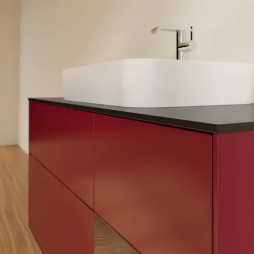 VILLEROY BOCH Finion Waschbeckenunterschrank, mit Beleuchtung, 3 Auszüge, 1200 x 603 x 501 mm, Peony Matt Lacquer / Walnut Veneer / Glass Black Matt #F422GNHB, Bild 6