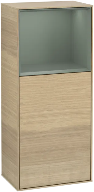 VILLEROY BOCH Finion Side cabinet, with lighting, 1 door, 418 x 936 x 270 mm, Oak Veneer / Olive Matt Lacquer #F500GMPC resmi