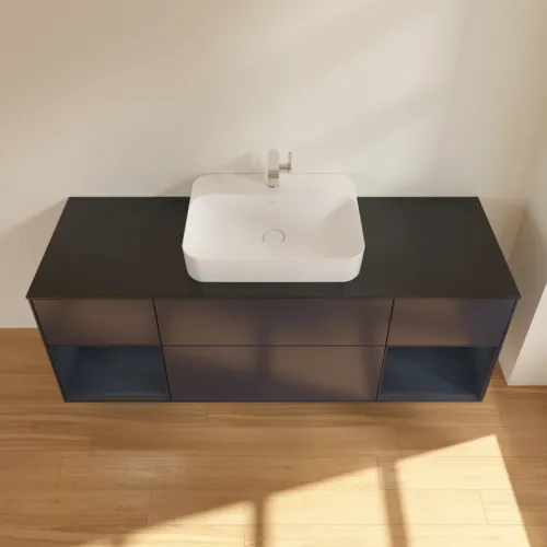 VILLEROY BOCH Finion Waschbeckenunterschrank, mit Beleuchtung, 4 Auszüge, 1600 x 603 x 501 mm, Midnight Blue Matt Lacquer / Midnight Blue Matt Lacquer / Glass Black Matt #F452HGHG, Bild 2