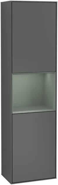 Obrázek VILLEROY BOCH Vysoká skříňka Finion, s osvětlením, 2 dveře, 418 x 1516 x 270 mm, antracitový matný lak / olivový matný lak #F460GMGK
