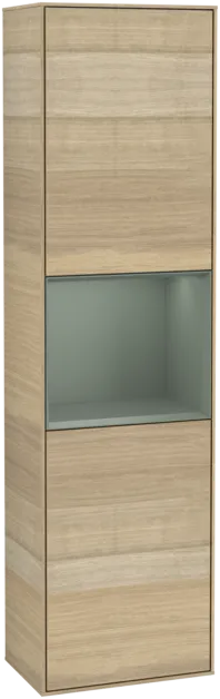 Obrázek VILLEROY BOCH Vysoká skříňka Finion, s osvětlením, 2 dveře, 418 x 1516 x 270 mm, dubová dýha / olivový matný lak #F470GMPC