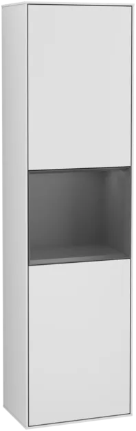 Bild von VILLEROY BOCH Finion Hochschrank, mit Beleuchtung, 2 Türen, 418 x 1516 x 270 mm, White Matt Lacquer / Anthracite Matt Lacquer #F470GKMT