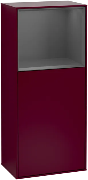 Obrázek VILLEROY BOCH Boční skříňka Finion, s osvětlením, 1 dvířka, 418 x 936 x 270 mm, matný lak Peony / matný antracitový lak #F500GKHB