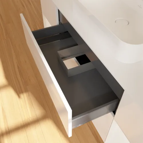VILLEROY BOCH Finion Waschbeckenunterschrank, mit Beleuchtung, 4 Auszüge, 1600 x 603 x 501 mm, Glossy White Lacquer / Glossy White Lacquer / Glass White Matt #F451GFGF, Bild 5