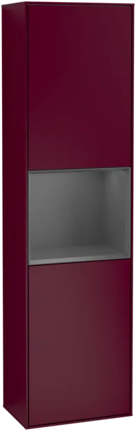 Picture of VILLEROY BOCH Finion Tall cabinet, with lighting, 2 doors, 418 x 1516 x 270 mm, Peony Matt Lacquer / Anthracite Matt Lacquer #F470GKHB