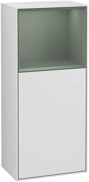 Obrázek VILLEROY BOCH Boční skříňka Finion, s osvětlením, 1 dveře, 418 x 936 x 270 mm, bílý matný lak / olivový matný lak #F500GMMT