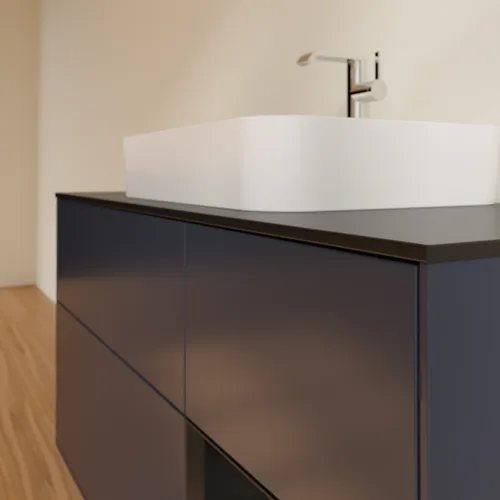 VILLEROY BOCH Finion Waschbeckenunterschrank, mit Beleuchtung, 3 Auszüge, 1200 x 603 x 501 mm, Midnight Blue Matt Lacquer / Black Matt Lacquer / Glass Black Matt #F422PDHG, Bild 6