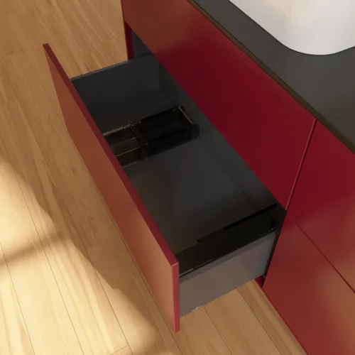 Bild von VILLEROY BOCH Finion Waschbeckenunterschrank, 4 Auszüge, 1600 x 603 x 501 mm, Peony Matt Lacquer / Glass Black Matt #F43200HB