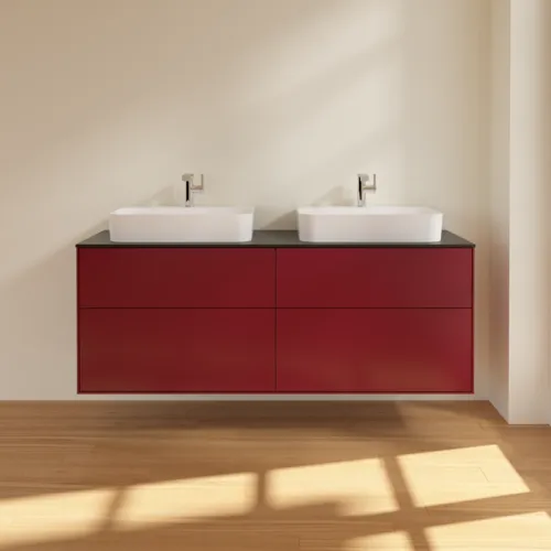 Bild von VILLEROY BOCH Finion Waschbeckenunterschrank, 4 Auszüge, 1600 x 603 x 501 mm, Peony Matt Lacquer / Glass Black Matt #F43200HB