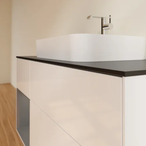 Bild von VILLEROY BOCH Finion Waschbeckenunterschrank, mit Beleuchtung, 3 Auszüge, 1200 x 603 x 501 mm, Glossy White Lacquer / Anthracite Matt Lacquer / Glass Black Matt #F412GKGF
