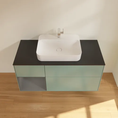 VILLEROY BOCH Finion Waschbeckenunterschrank, mit Beleuchtung, 3 Auszüge, 1200 x 603 x 501 mm, Olive Matt Lacquer / Anthracite Matt Lacquer / Glass Black Matt #F412GKGM, Bild 4