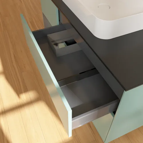 VILLEROY BOCH Finion Waschbeckenunterschrank, mit Beleuchtung, 3 Auszüge, 1200 x 603 x 501 mm, Olive Matt Lacquer / Anthracite Matt Lacquer / Glass Black Matt #F412GKGM, Bild 8