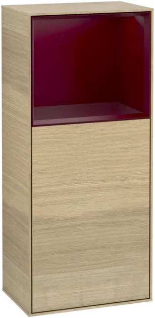 Obrázek VILLEROY BOCH Boční skříňka Finion, s osvětlením, 1 dvířka, 418 x 936 x 270 mm, dubová dýha / matný lak Peony #F500HBPC