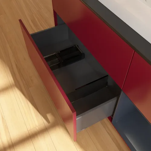 VILLEROY BOCH Finion Waschbeckenunterschrank, mit Beleuchtung, 3 Auszüge, 1200 x 603 x 501 mm, Peony Matt Lacquer / Midnight Blue Matt Lacquer / Glass Black Matt #F422HGHB, Bild 7