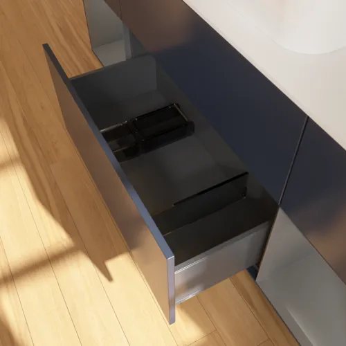 VILLEROY BOCH Finion Waschbeckenunterschrank, mit Beleuchtung, 4 Auszüge, 1600 x 603 x 501 mm, Midnight Blue Matt Lacquer / Anthracite Matt Lacquer / Glass White Matt #F451GKHG, Bild 6