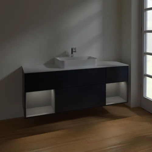VILLEROY BOCH Finion Waschbeckenunterschrank, mit Beleuchtung, 4 Auszüge, 1600 x 603 x 501 mm, Midnight Blue Matt Lacquer / Anthracite Matt Lacquer / Glass White Matt #F451GKHG, Bild 4