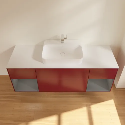VILLEROY BOCH Finion Waschbeckenunterschrank, mit Beleuchtung, 4 Auszüge, 1600 x 603 x 501 mm, Peony Matt Lacquer / Anthracite Matt Lacquer / Glass White Matt #F451GKHB, Bild 3