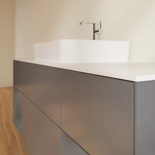 VILLEROY BOCH Finion Waschbeckenunterschrank, mit Beleuchtung, 4 Auszüge, 1600 x 603 x 501 mm, Anthracite Matt Lacquer / Anthracite Matt Lacquer / Glass White Matt #F451GKGK, Bild 4