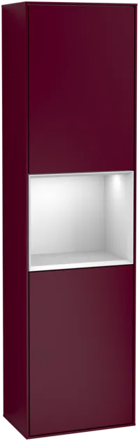 Obrázek VILLEROY BOCH Vysoká skříňka Finion, s osvětlením, 2 dveře, 418 x 1516 x 270 mm, matný lak Pivoňka / bílý matný lak #F460MTHB