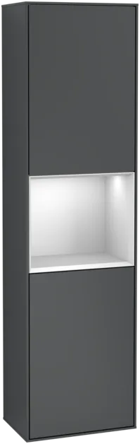 Obrázek VILLEROY BOCH Vysoká skříňka Finion, s osvětlením, 2 dveře, 418 x 1516 x 270 mm, Midnight Blue Matt Lacquer / White Matt Lacquer #F460MTHG