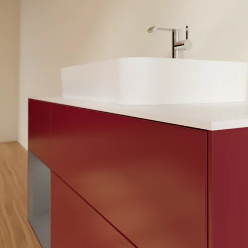 VILLEROY BOCH Finion Waschbeckenunterschrank, mit Beleuchtung, 3 Auszüge, 1200 x 603 x 501 mm, Peony Matt Lacquer / Anthracite Matt Lacquer / Glass White Matt #F411GKHB, Bild 6