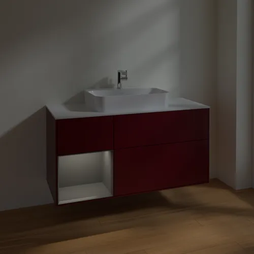 VILLEROY BOCH Finion Waschbeckenunterschrank, mit Beleuchtung, 3 Auszüge, 1200 x 603 x 501 mm, Peony Matt Lacquer / Anthracite Matt Lacquer / Glass White Matt #F411GKHB, Bild 5