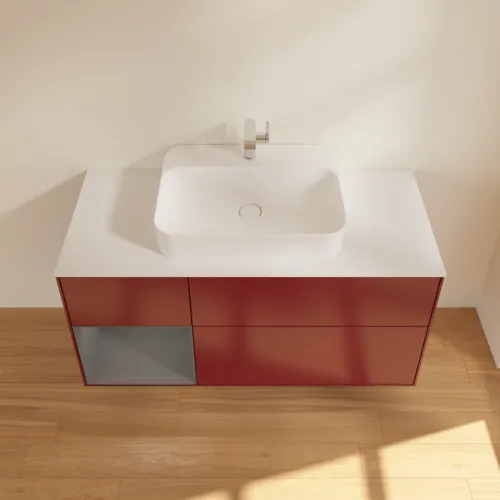 VILLEROY BOCH Finion Waschbeckenunterschrank, mit Beleuchtung, 3 Auszüge, 1200 x 603 x 501 mm, Peony Matt Lacquer / Anthracite Matt Lacquer / Glass White Matt #F411GKHB, Bild 4