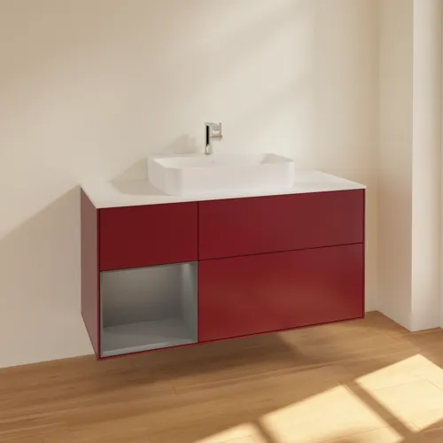 VILLEROY BOCH Finion Waschbeckenunterschrank, mit Beleuchtung, 3 Auszüge, 1200 x 603 x 501 mm, Peony Matt Lacquer / Anthracite Matt Lacquer / Glass White Matt #F411GKHB, Bild 2