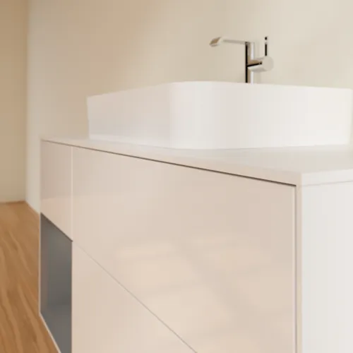 VILLEROY BOCH Finion Waschbeckenunterschrank, mit Beleuchtung, 3 Auszüge, 1200 x 603 x 501 mm, Glossy White Lacquer / Anthracite Matt Lacquer / Glass White Matt #F411GKGF, Bild 6