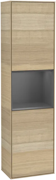 Obrázek VILLEROY BOCH Vysoká skříňka Finion, s osvětlením, 2 dveře, 418 x 1516 x 270 mm, dubová dýha / antracitový matný lak #F470GKPC