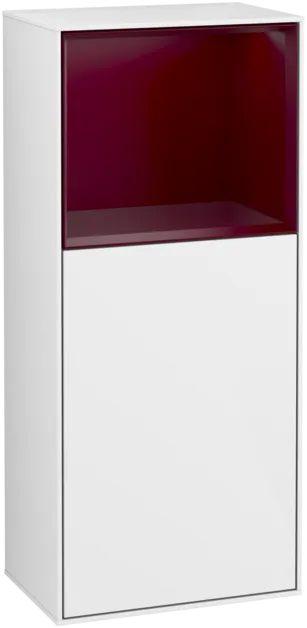 Bild von VILLEROY BOCH Finion Seitenschrank, mit Beleuchtung, 1 Tür, 418 x 936 x 270 mm, Glossy White Lacquer / Peony Matt Lacquer #F500HBGF