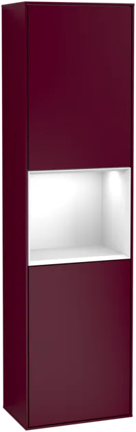 Bild von VILLEROY BOCH Finion Hochschrank, mit Beleuchtung, 2 Türen, 418 x 1516 x 270 mm, Peony Matt Lacquer / Glossy White Lacquer #F460GFHB